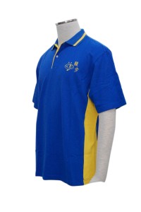 P165 polo衫團體制服訂做 扁機撞色 1間 polo衫團體制服印製     彩藍色